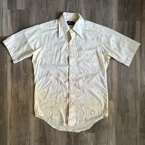 Vintage 1970s Psychedelic Print Disco Hippie Button Up Shirt Men's Size L Worn